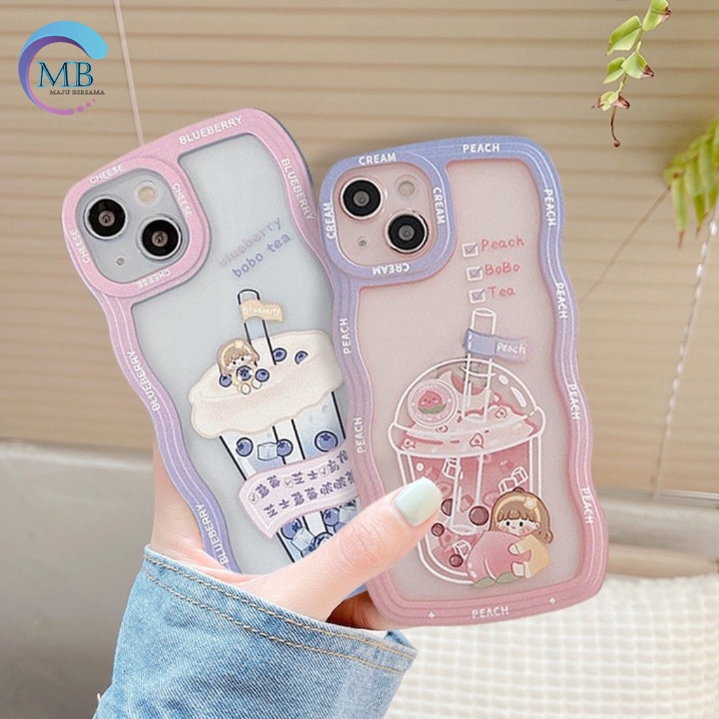 SS132 CASING SOFTCASE PEACH BOBA TEA FOR FOR IPHONE 7 8 7+ 8+ X XS XR MAX 11 12 13 14 PRO MAX MB4235