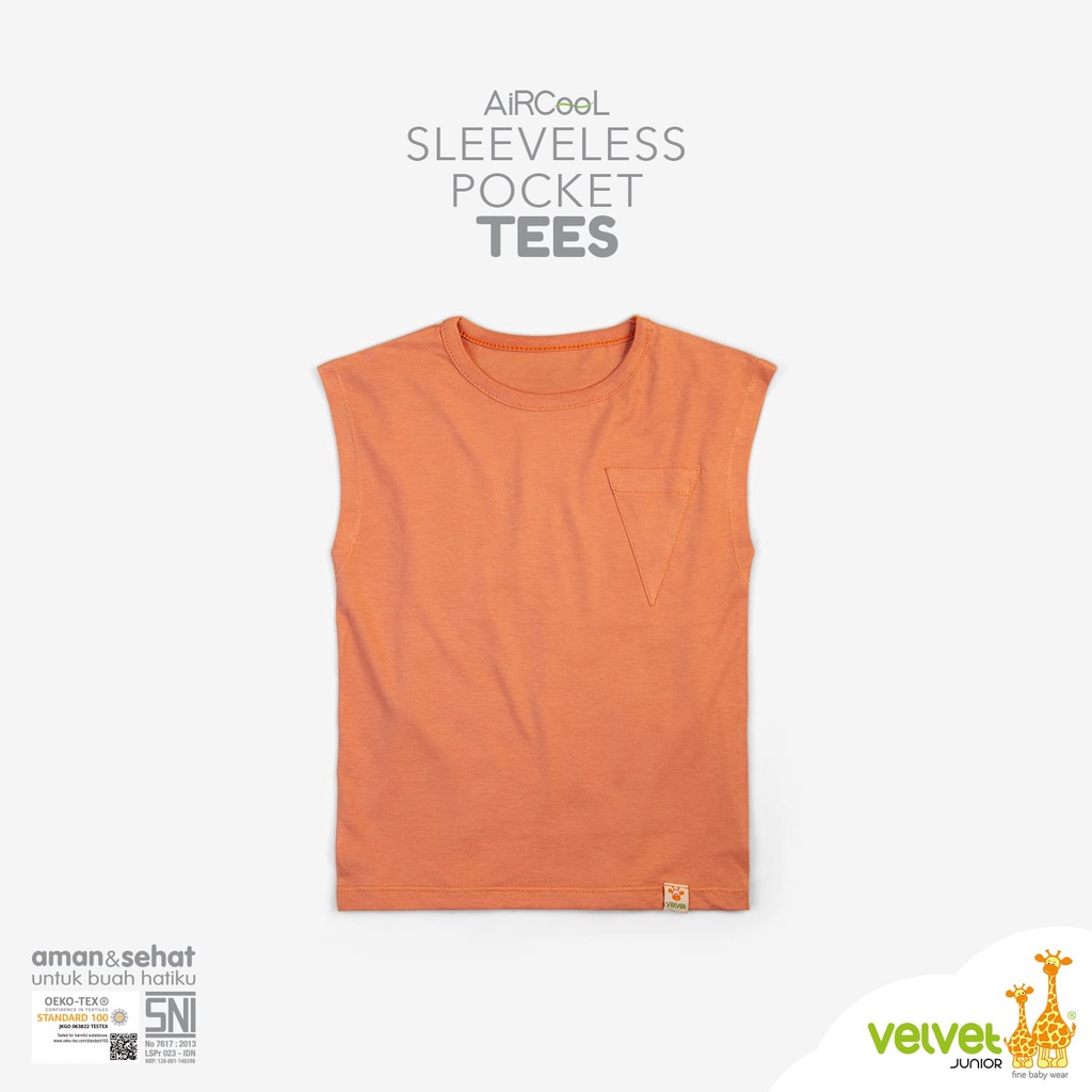 Velvet Junior Kaos Anak Laki-Laki - Sleeveless Pocket Tees - Sun Baked