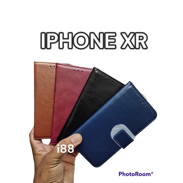 sarung dompet iph xr XR flip wallet polos standing case hp