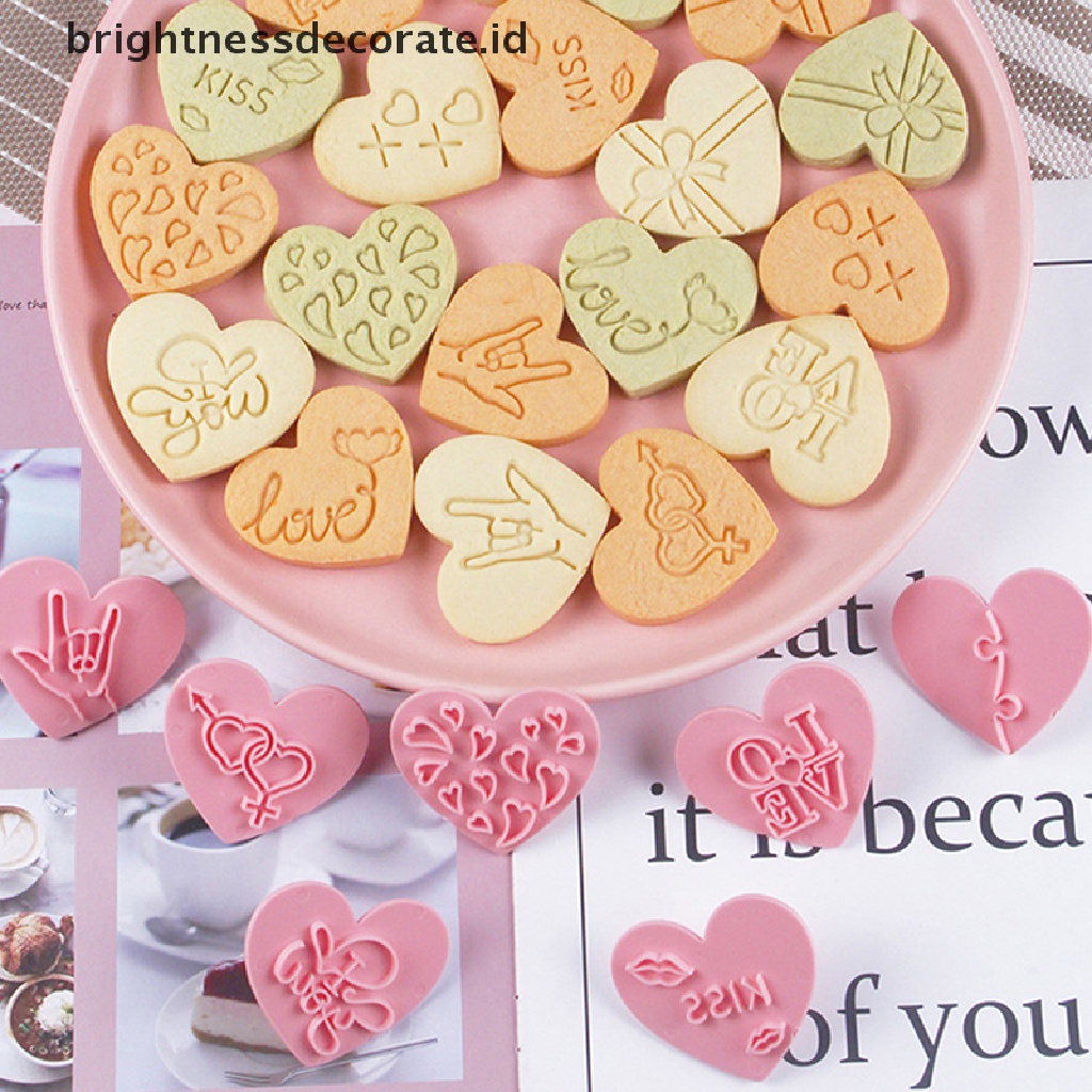 [Birth] 10pcs/set Cetakan Biskuit Valene Day Love Bentuk Hati Cookie Molds Baking [ID]