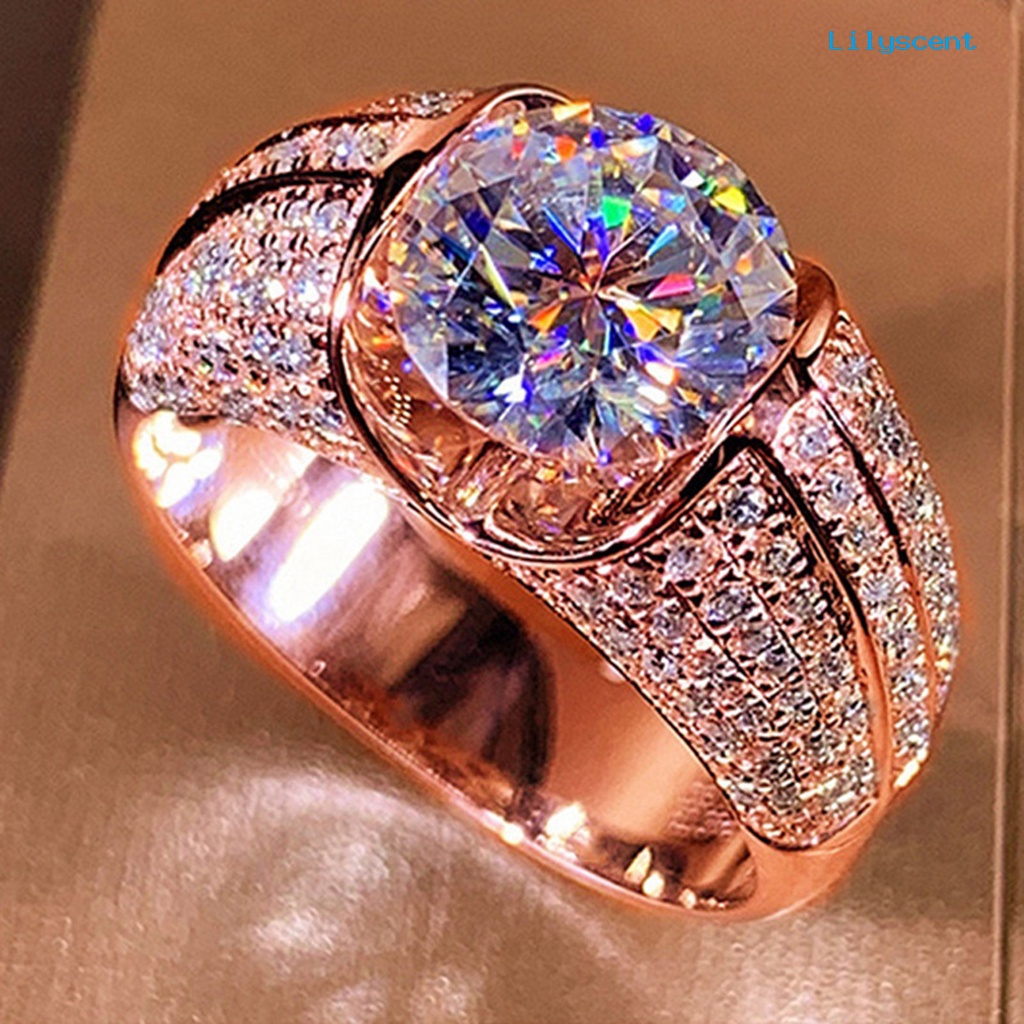 [LS] Cincin Wanita Temperamen Sederhana Alloy Cubic Zirconia Tertanam Hadiah Ideal Cincin Jari Untuk Pesta