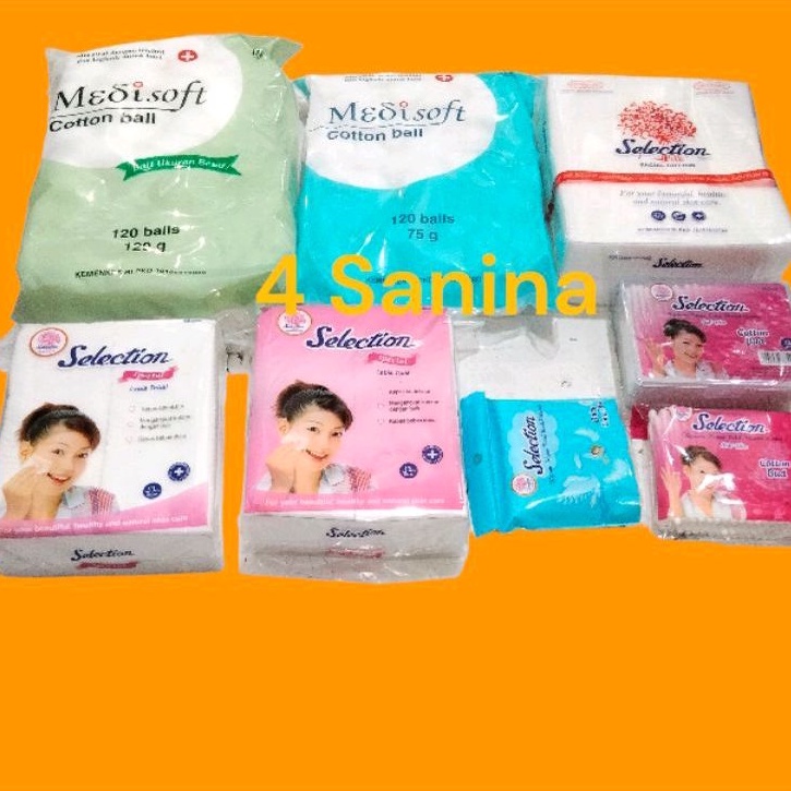 Selection Facial Cotton kotak 35gr &amp; 75gr / medisoft cotton ball / selection special lapis tipis &amp; tebal / selection cotton bud stik ulir / kapas