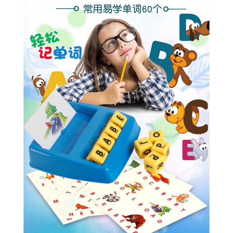 scramble matching letter game for kids toddler baby mainan anak bayi balita batita remaja mengenal bahasa inggris english language mengeja spelling word words kata flash card dice dadu montessori edukasi edufun edutoy toys toy boy girl cowok cewek