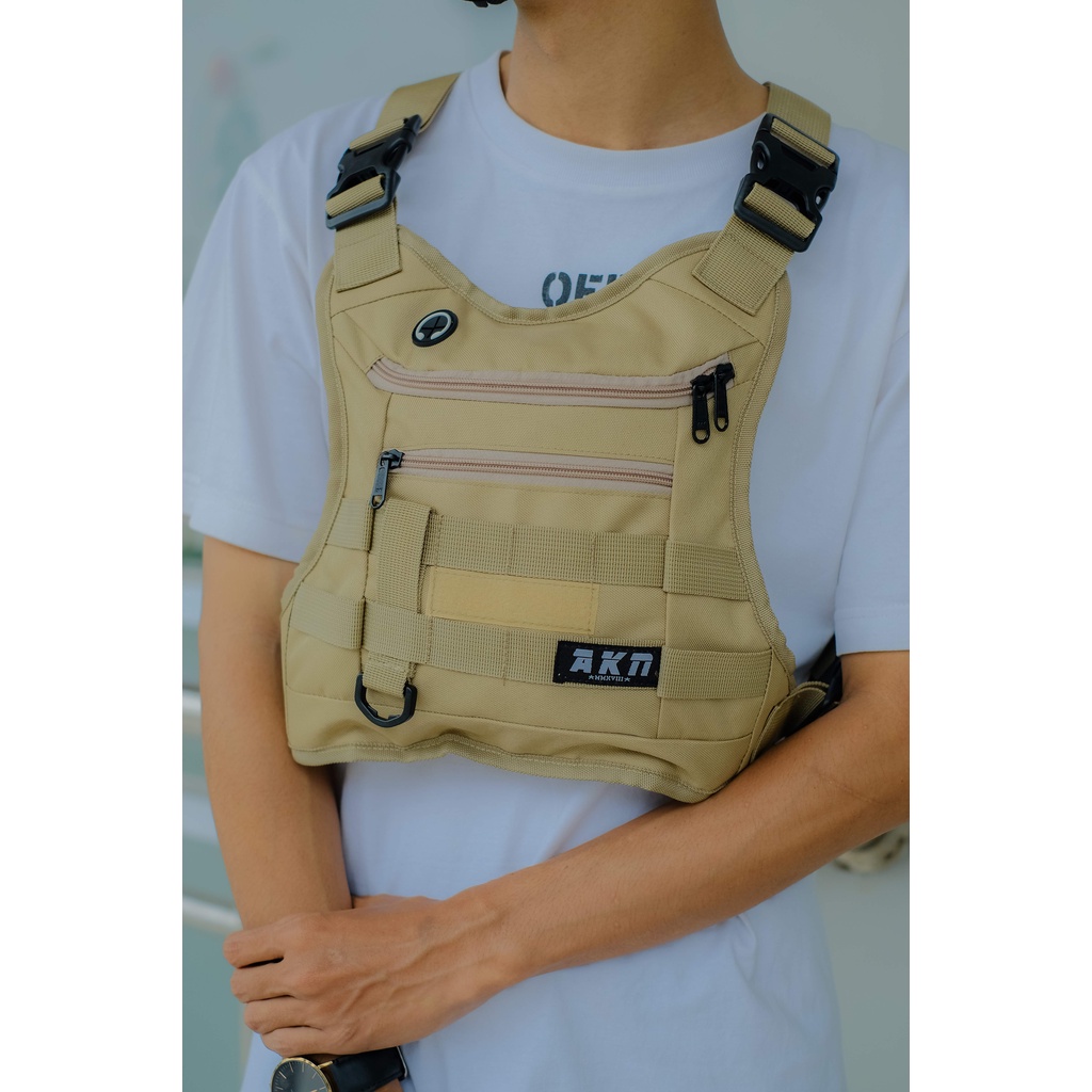 CHEST BAG PRIA TACTICAL CHALECO AKN CREAM TAS DADA PREMIUM