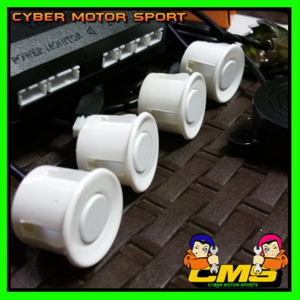 Sensor Parkir Putih 4 Titik Indikator Suara. Sensor Mundur 4 Titik Dengan Suara. Sensor Parkir Mobil