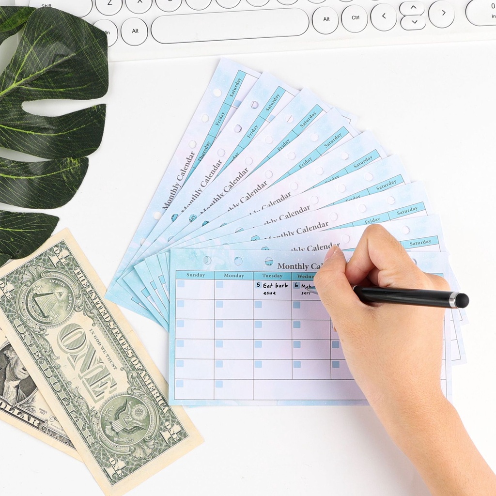 82lembar/set Halaman Budget A6 Untuk 6lubang Loose-leaf Weekly Monthly Plan Notebook Pengganti Core Perencanaan Keuangan Untuk Pengikat A6 Budget Money Organizer