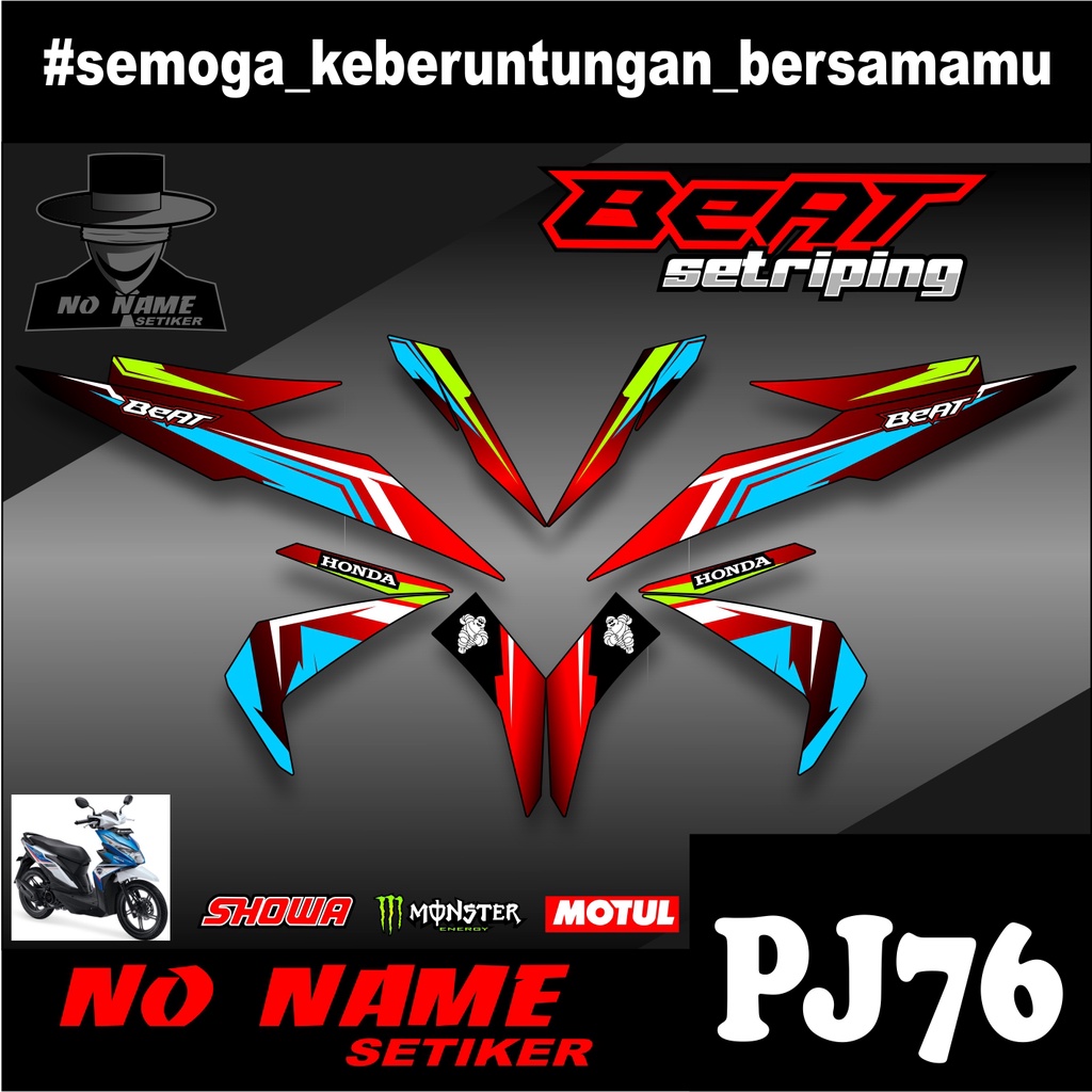 Striping stiker setiker Motor Beat esp (pj76) 2016 2017 2018 2019 / Fi New Esp Iss Variasi Honda 002