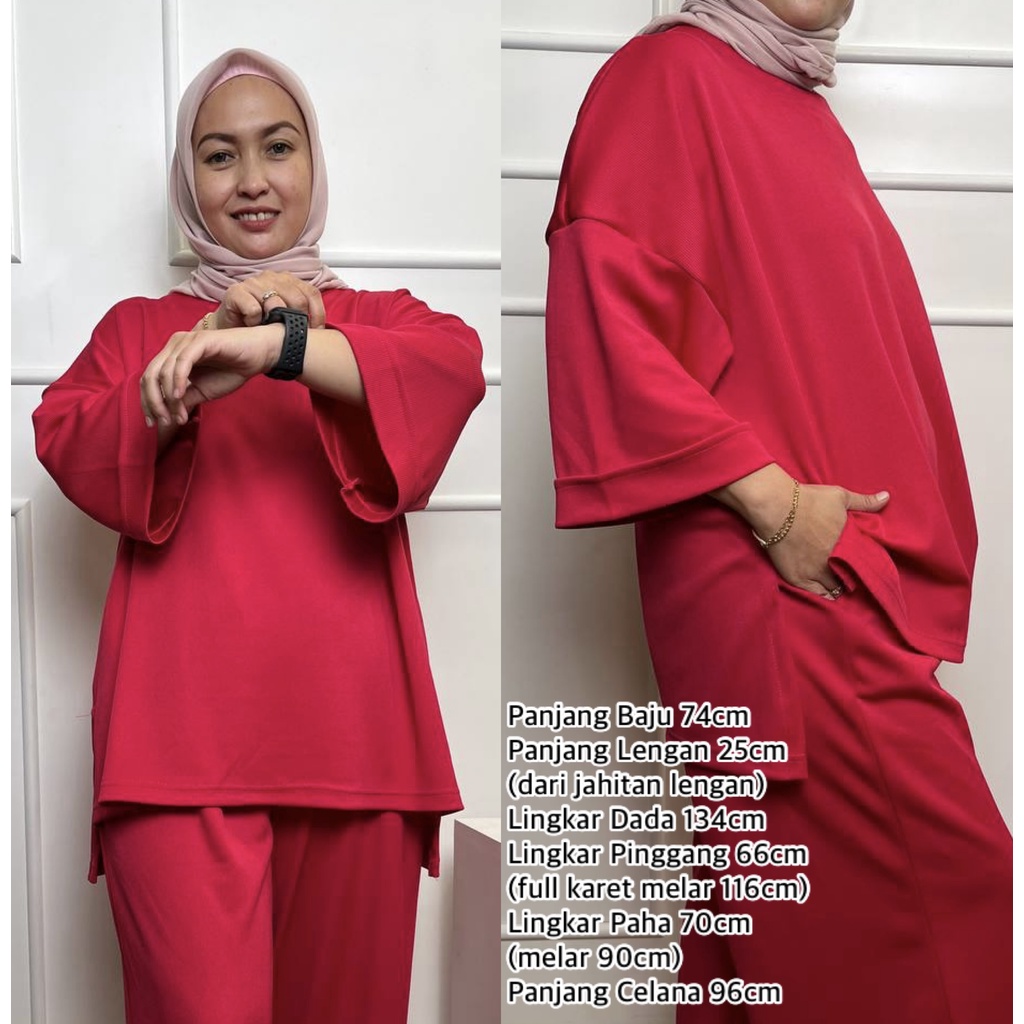 Oneset Zahra Knit Setelan Wanita Oversize LD 134cm Hijab Friendly
