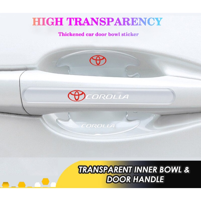 Handle Pintu Toyota Corolla Protection Mobil Inner Door Bowl Transparan anti Gores Stiker GR Sport Pelindung Pintu Aksesoris anti Tabrak