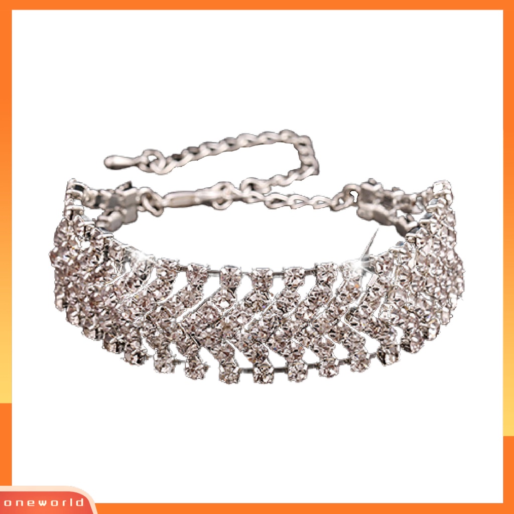 {oneworld} Gelang Multilayer Handmade Rhinestones Alloy Cuff Bangle Untuk Pesta