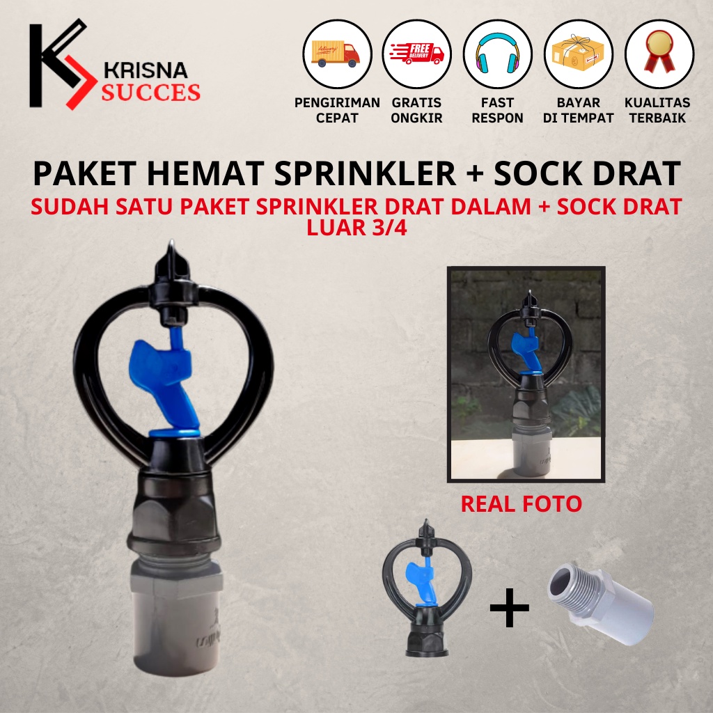 Sprinkler Pertanian Springkle Taman Sistem Irigasi Drat Dalam + Sok Drat Luar