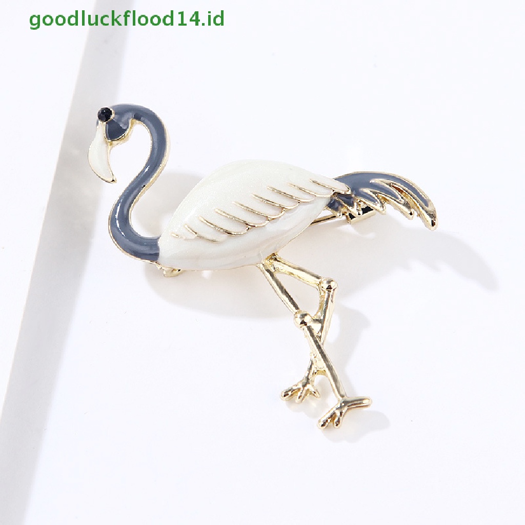 [GOOGFOUR] Desain Baru Enamel Flamingo Burung Bros Hewan Pin Korsase Perhiasan Elegan [TOP]