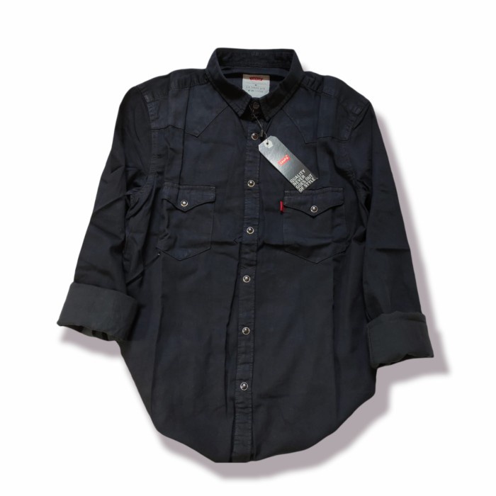 Original Kemeja Levis Jeans Pria Lengan Panjang Premium Super Black
