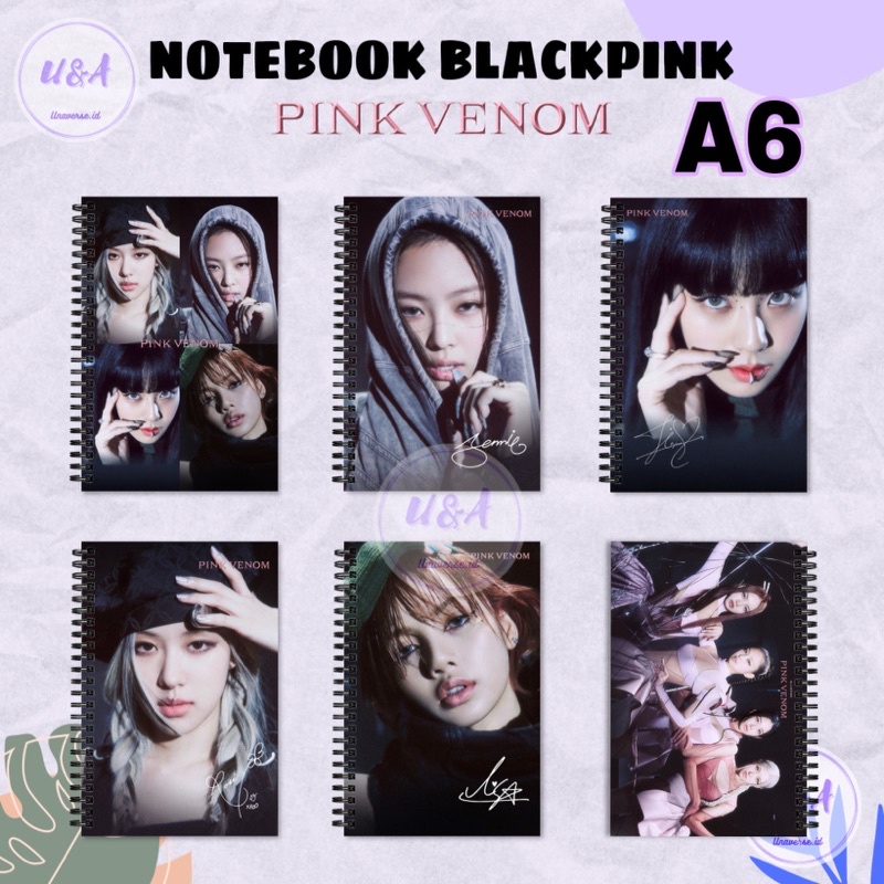 

[Unaverse] NOTEBOOK A6 BLACKPINK PINK VENOM Buku Jennie Lisa Jisoo Rose