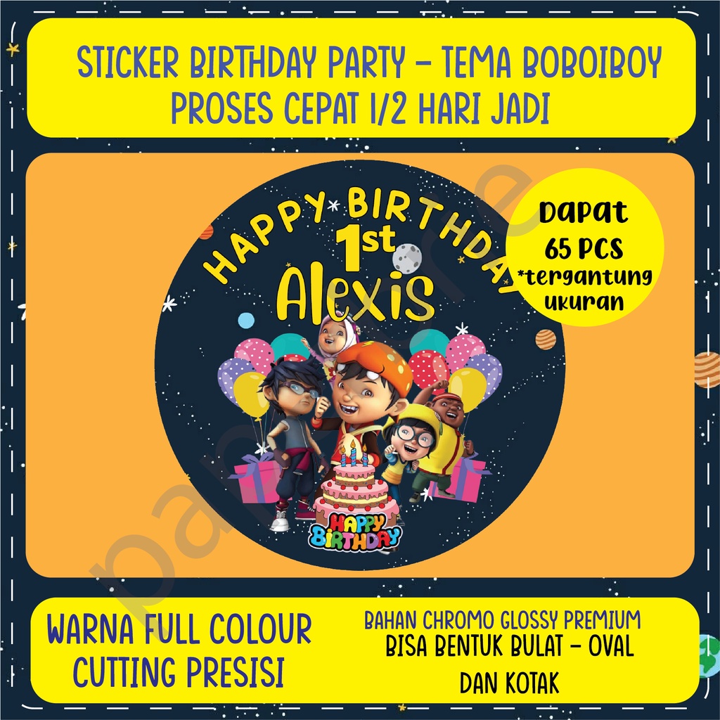 label stiker BOBOIBOY Ulang Tahun Anak - sticker birthday party stiker hampers sticker hamper stiker bingkisan ultah