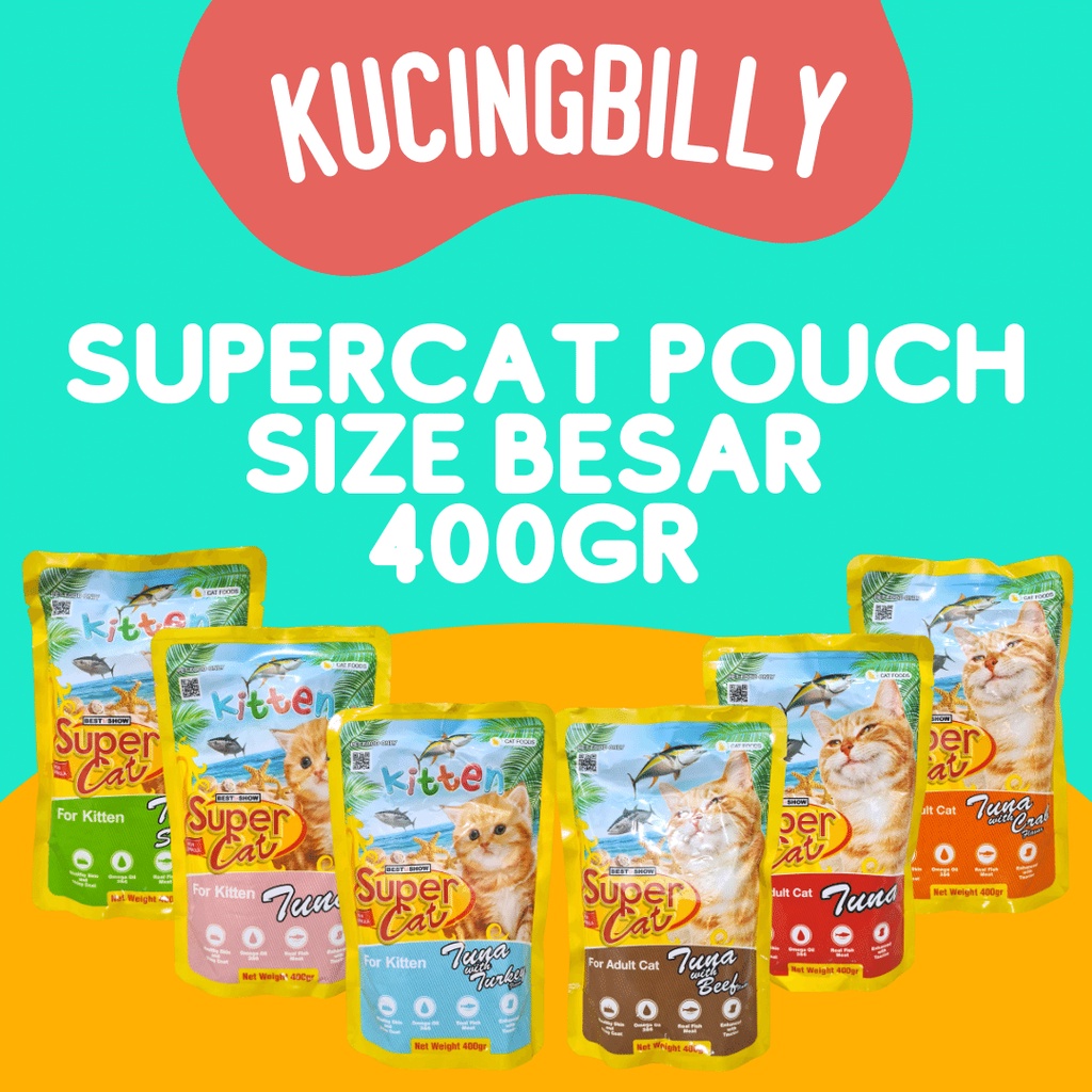 Supercat pouch besar 400gr makanan kucing basah