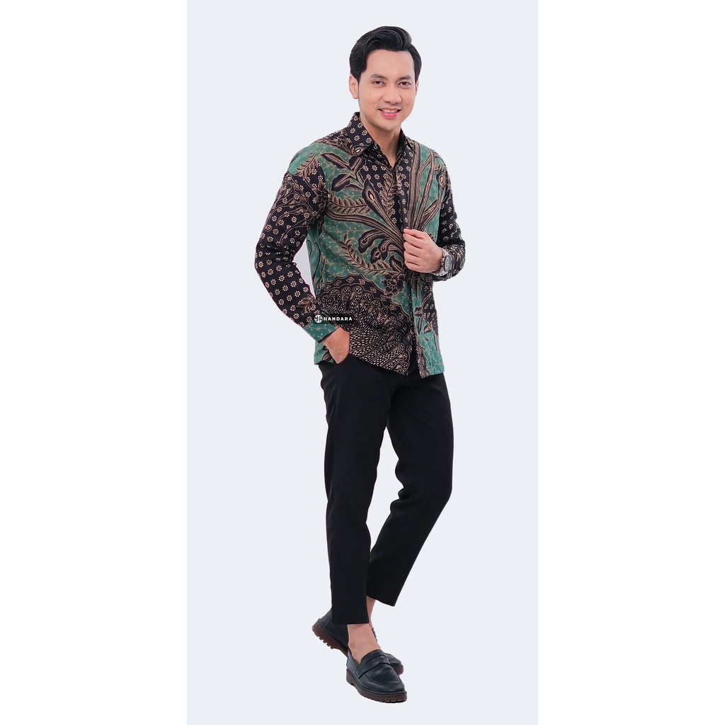 Handara Batik Pria Lengan Panjang Slim Fit Premium Truntum Turkis Turquoise HB-325