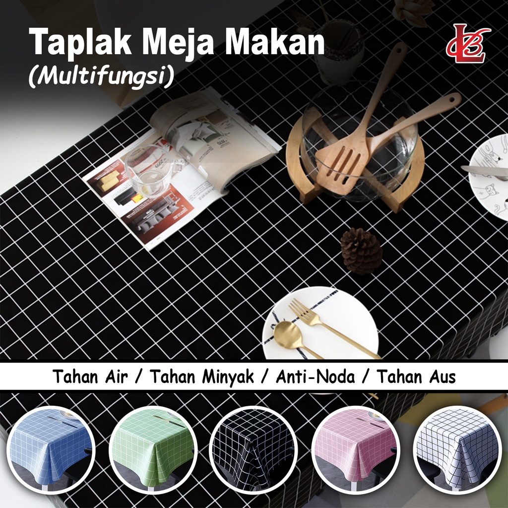 Taplak Meja Makan Motif Kotak Terbaru Ukuran 137x100cm Bahan PVC Tebal Premium Anti Air Perlengkapan Dekorasi Rumah Tangga Import - D15-3C - 88_Blanketstore