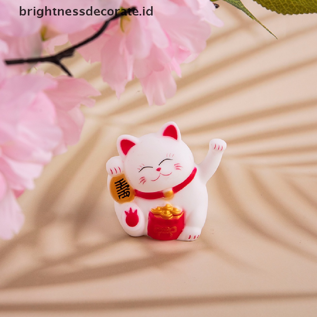 [Birth] Pvc waving cat fortune lucky cat Dekorasi Kue Hiasan Mobil Kunci Gesper Liontin [ID]