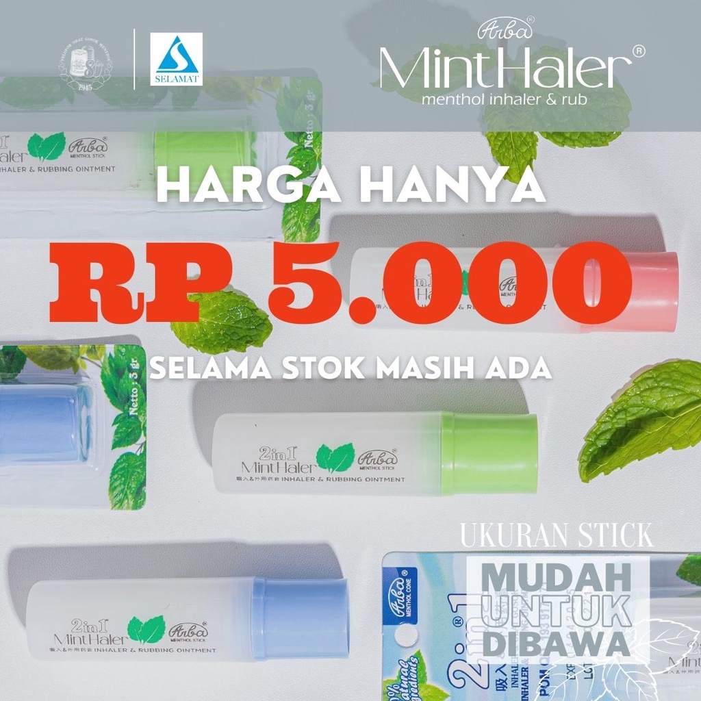 menthol MintHaler arba Stick 3gr - inhaler dan obat gosok