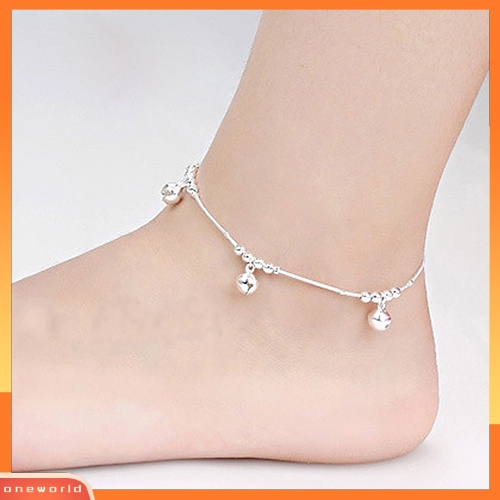 {oneworld} Fashion Wanita 3Pcs Lonceng 12manik Rantai Mewah Gelang Kaki Gelang Kaki Pantai