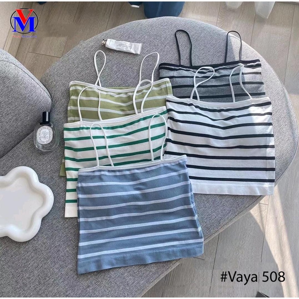 Vaya Tanktop Bra With Cup (Premium) Art 508 / Miniset Perempuan Motif Salur Super LEMBUT