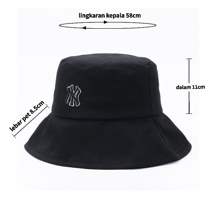 Topi bucket hat NY MLB premium wanita pria kualitas premium