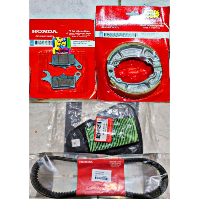 Paket Kampas Rem Depan belakang Vbelt k44 Filter udara STATER HALUS Honda beat fi scoopy esp Vario 1