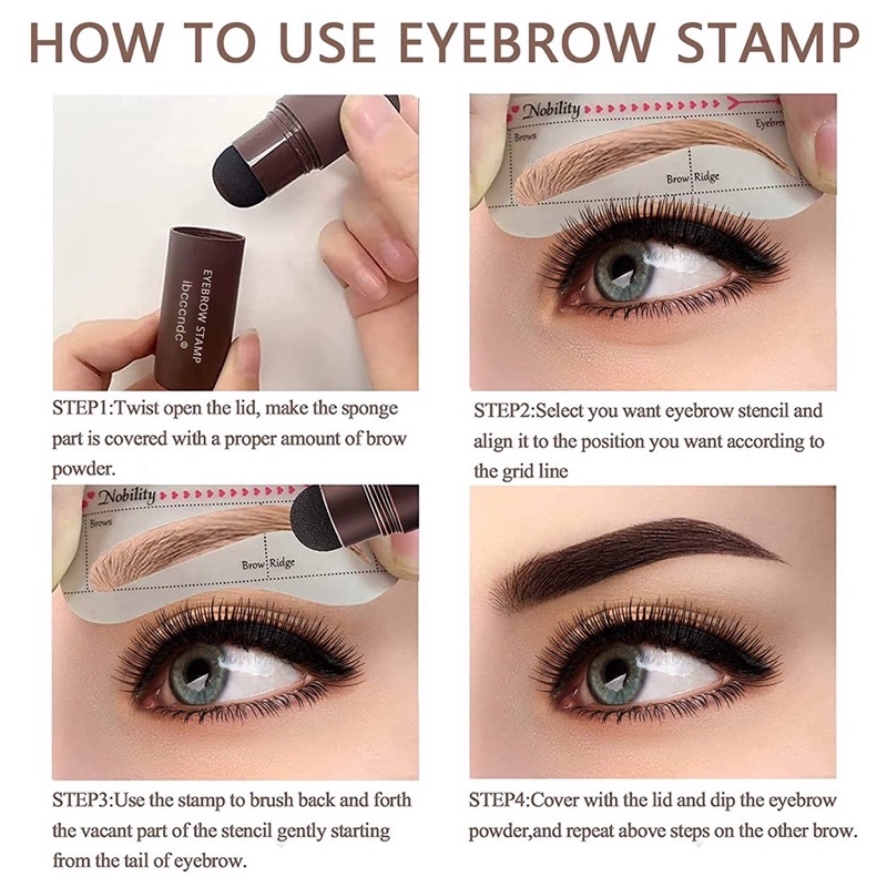 ibcccndc Eyebrow Powder Cetakan Alis Instan Eyebrow Stamp Alis Stempel Alis Waterproof dengan 10 Model alis