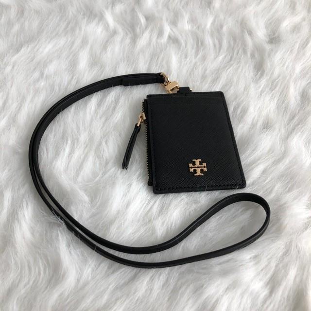 

(100% ORIGINAL) TORY BURCH Lanyard ID Card Holder TB Logo Black