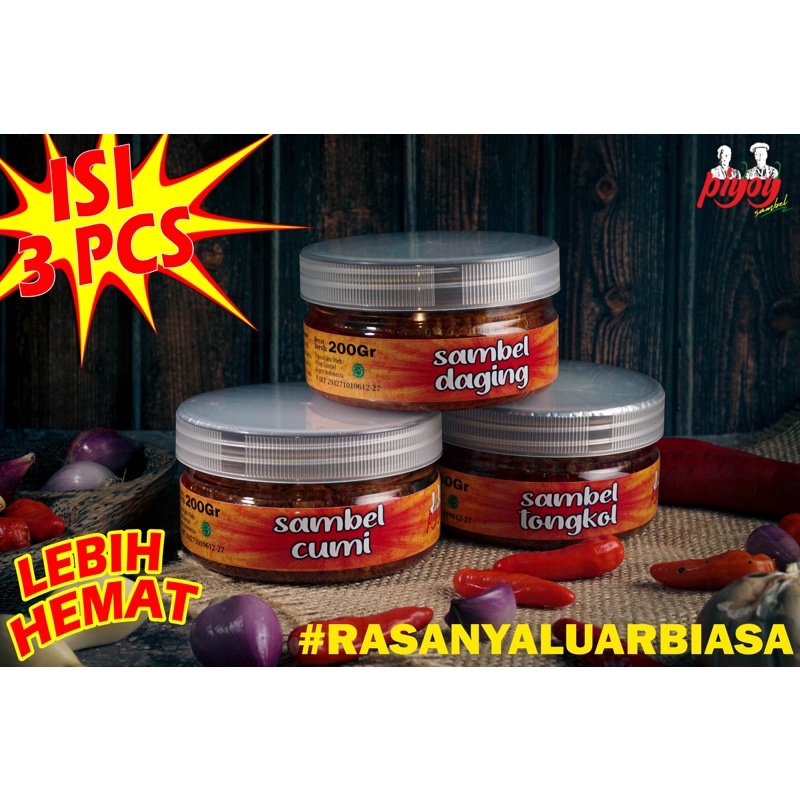 

Paket Piyoysambel Isi 3 - Sambel Daging 200 Gram - Sambel Cumi 200 Gram - Sambel Tongkol 200 Gram