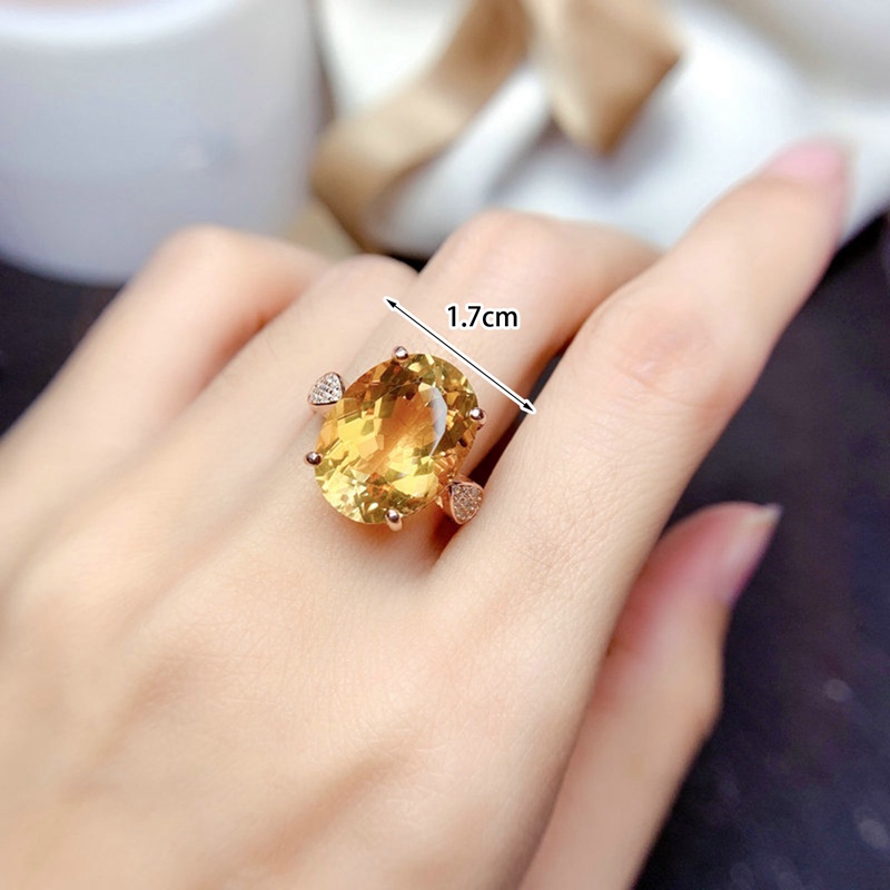 Fashion Cincin Minimalis Hias Kuning Bersinar Oval Cubic Zirconia Perhiasan Untuk Wanita Pernikahan Pertunangan Pesta Aksesoris