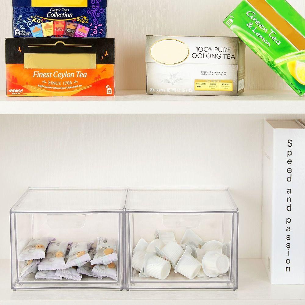 R-FLOWER Kotak Penyimpanan Kosmetik Wadah Aksesoris Kantor PET Home Storage Bisa Ditumpangkan