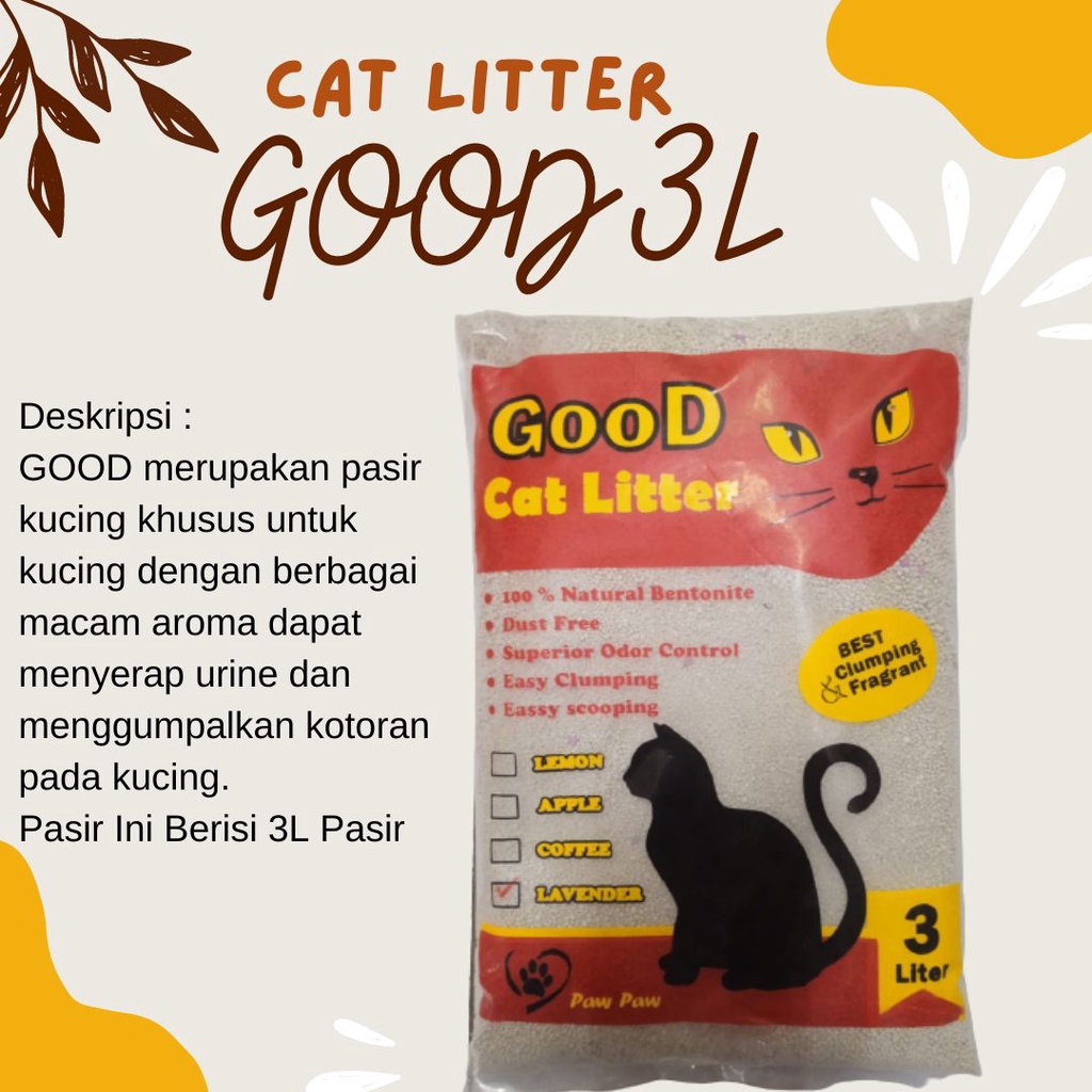 Pasir Kucing Gumpal Wangi GOOD 3L