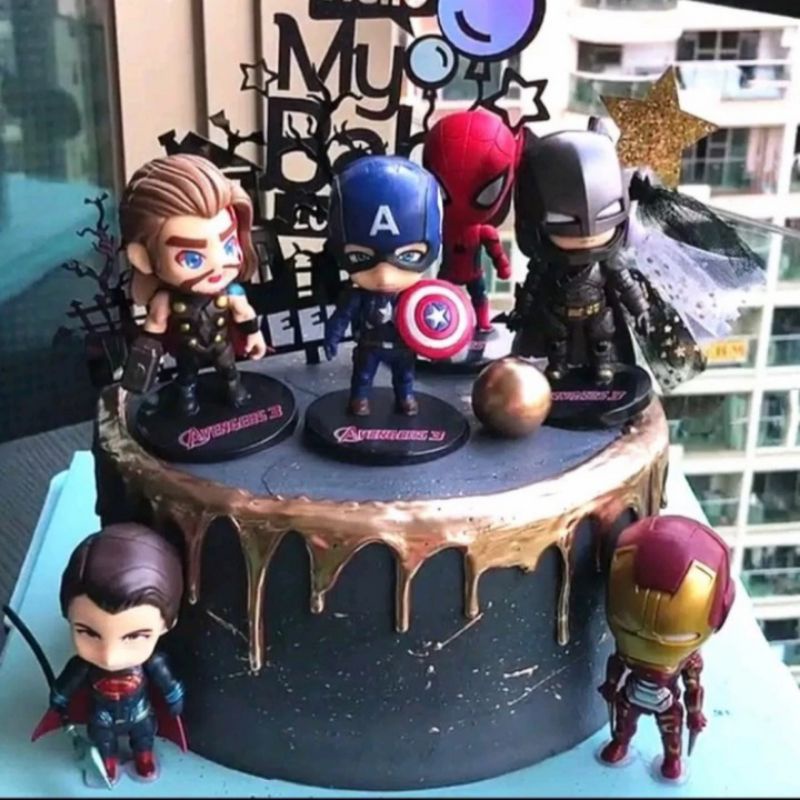 Topper Marvel, Hiasan Kue Marvel, Mainan Marvel, Patung Marvel Heroes