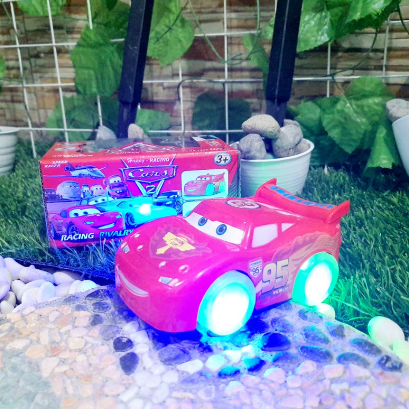 Mainan Mobil Cars Bump Go Baterai Lighting McQueen Anak Batre Edukatif