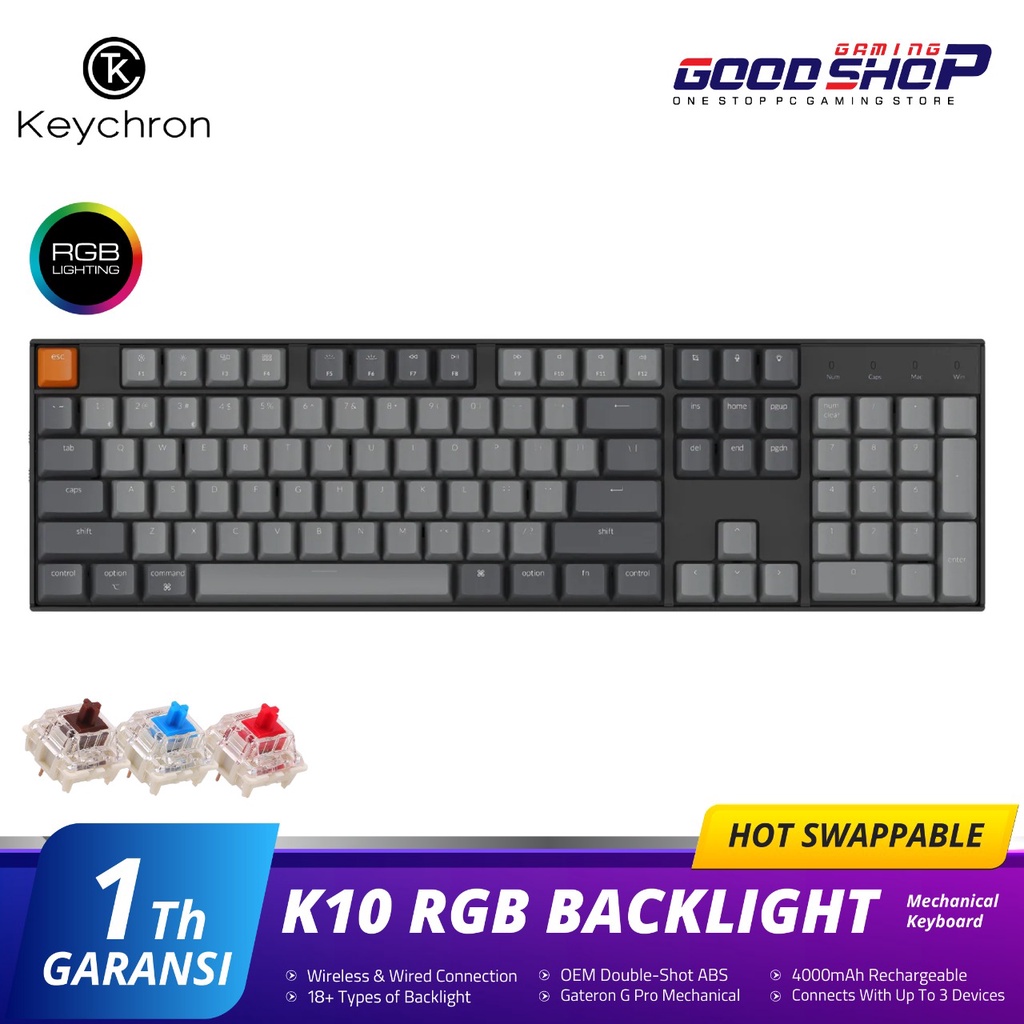 Keychron K10 FULL SIZE RGB Backlight ALUMINUM GATERON Hot-Swappable