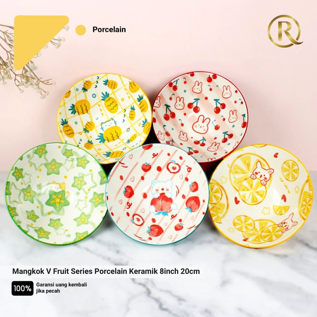 Mangkok V Fruit Series A Porcelain Keramik 8inch 20cm