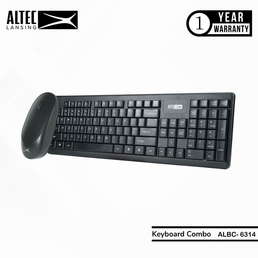 Altec Lansing ALBC-6314 Wireless Combo Keyboard &amp; Mouse - Black