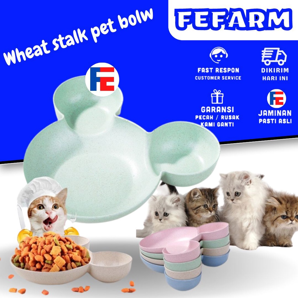 Tempat Makan Minum Hewan Fiber Kucing Doggy Lucu Mangkok Makan Hewan Anti Semut Single Pet Food Bowl FEFARM