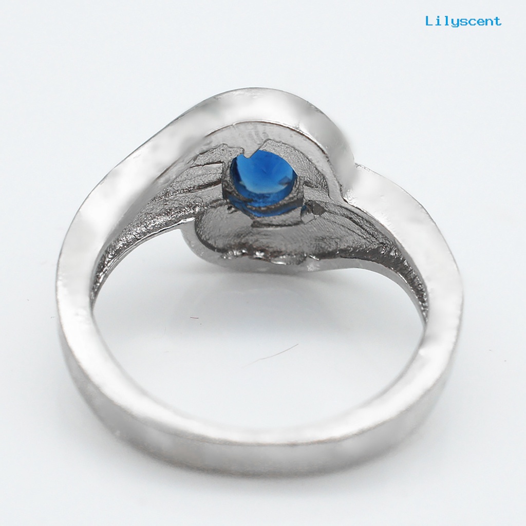 [LS] Cincin Elegan Anti Gores Bahan Alloy Berlian Imitasi Biru Cincin Untuk Liburan