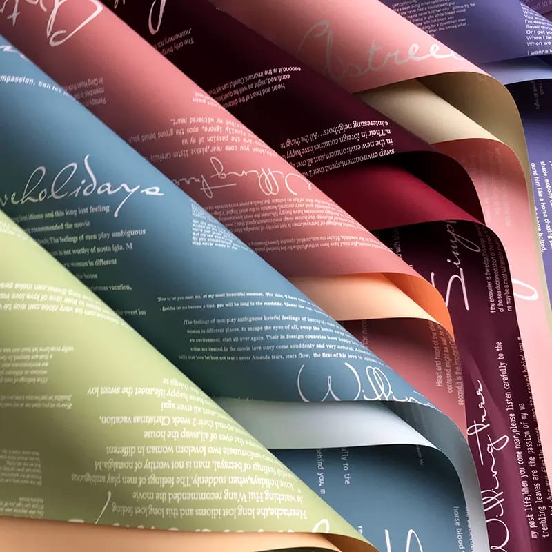 Kertas Buket Bunga Motif Tulisan Korea / Flower Wrapping Paper Cellophane Letter Bi Colour