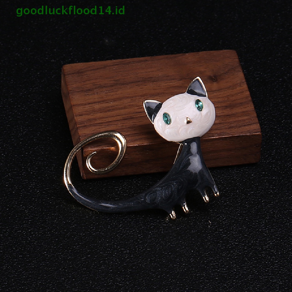 [GOOGFOUR] 1pcs Enamel Lucu Kucing Bros Untuk Wanita Kitty Pin Brooch 2warna Perhiasan Hewan [TOP]