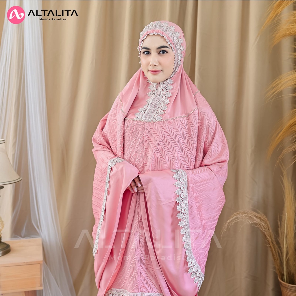 Altalita - Mukenah Dewasa Taleetha Sutra Velvet Polos Premium Renda Mewah Jumbo Adem Lembut Terbaru