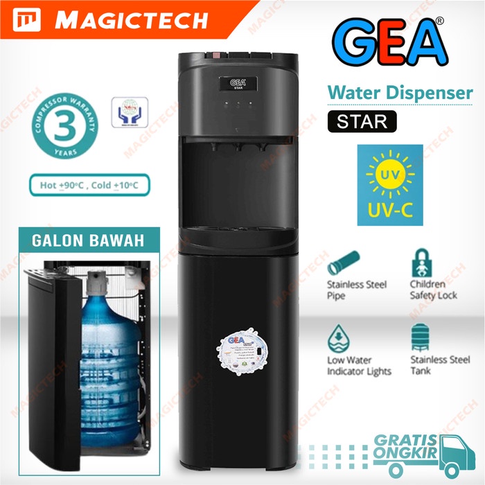 DISPENSER AIR GEA STAR GALON BAWAH DENGAN LAMPU UV