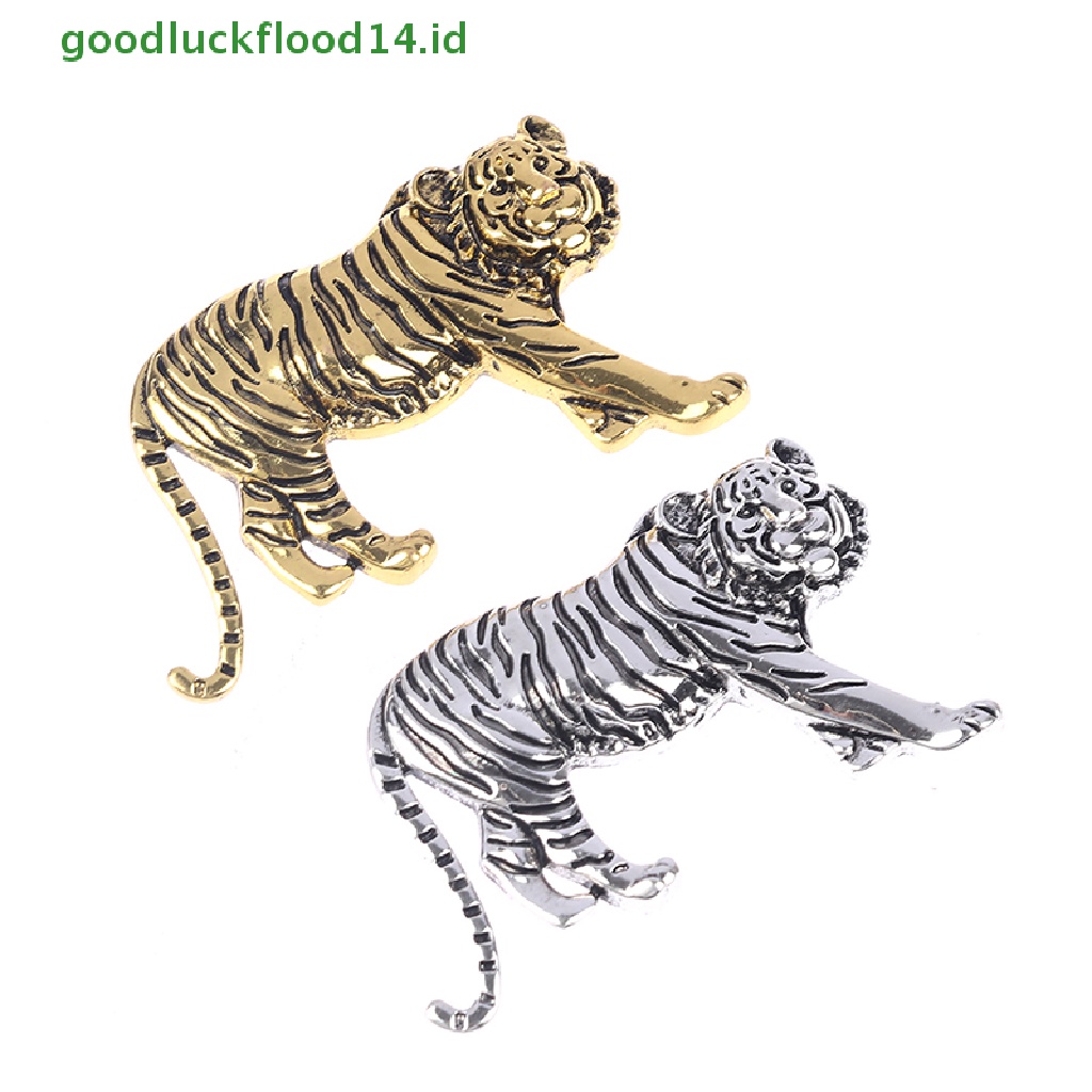 [GOOGFOUR] Tiger Bros Untuk Wanita Pria 2-warna Animal Brooch Pin Hadiah [Atasan]