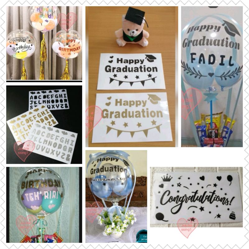 

STIKER BALON BOBO 10 X 12 CM happy BIRTHDAY ENGANGEMENT wisuda/congratulations/happy graduation