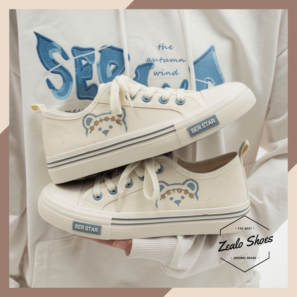 Zealo.Shoes 242 Sepatu Canvas Wanita korea BEIER shoes sole tebal putih Sepatu wanita kekinian 2022