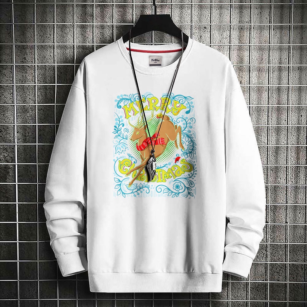 FORTGLASS CHRISTMAS DEER Outerwear Unisex Sweater Sablon Pria Premium Jaket Pria Jumper Sweater