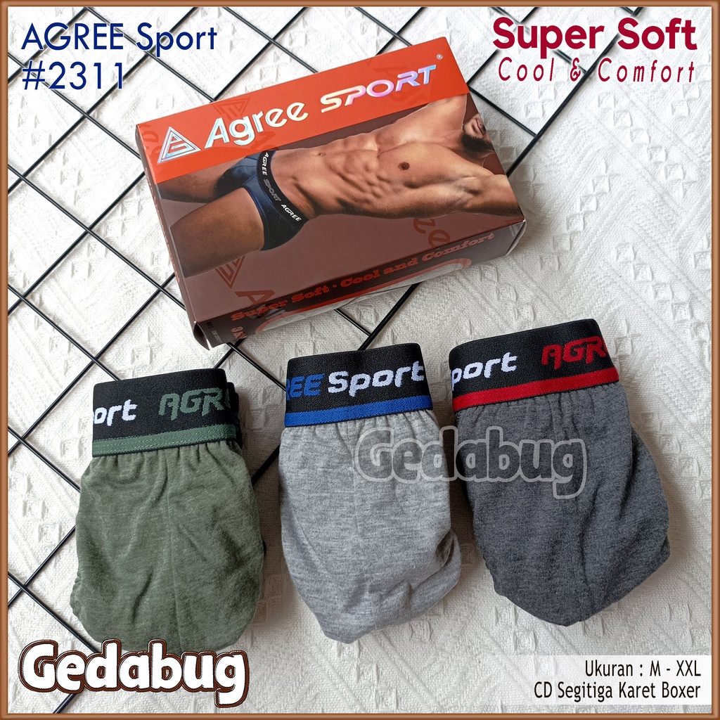 [ 3pc ] CD Pria Agree Art 2311 Coklat | Celana dalam pria karet Boxer | Gedabug